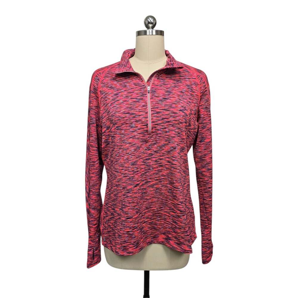 Athleta Women's Pink Marled Quarter Zip Long Sleeve‎ Athletic Top Size Large